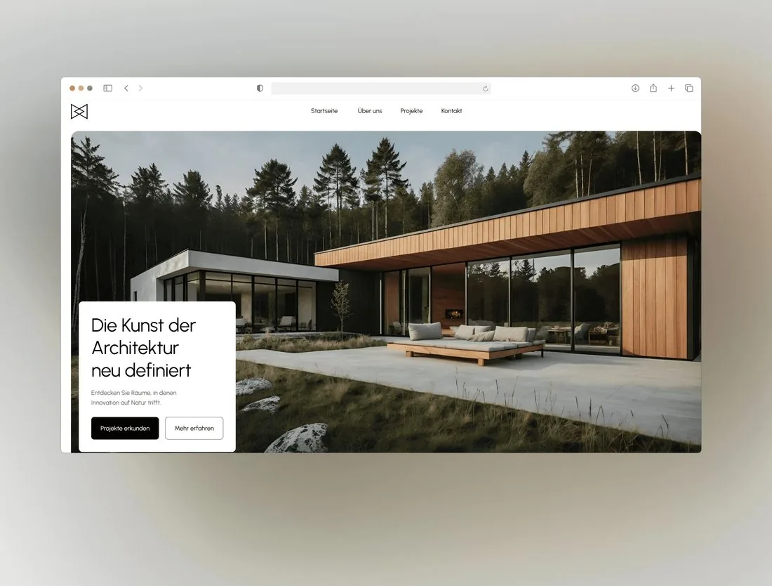 Die Architekten-Website mit einem Holzhaus